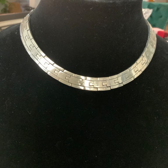Modern Style 16” Sterling Silver Link Collar Necklace 137 Grams - Picture 3 of 8